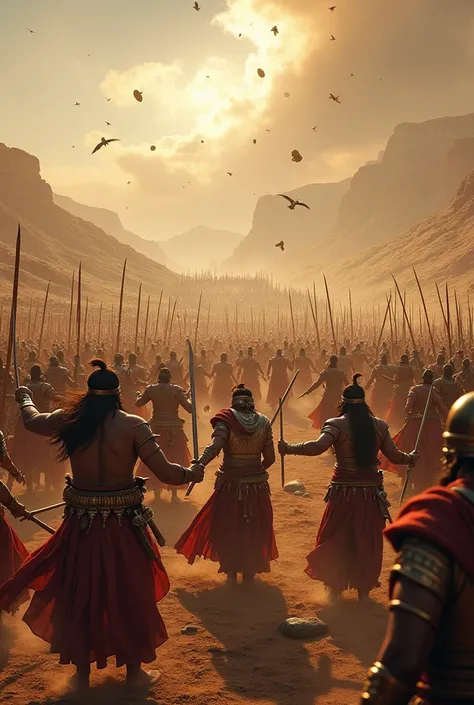 Pandava and Kauravas battle in ground 