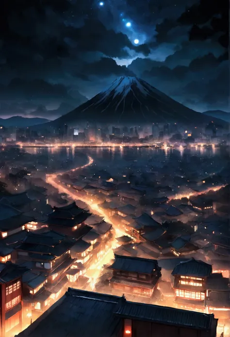 Japan, city, night, landscape