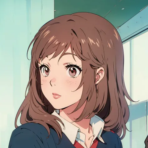 Anime girl, brown hair, brown eyes