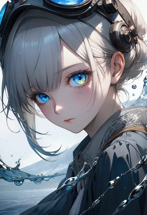 Siberia,Strange,make up,Heterochromia,Intricate details,elegant,8K resolution,Realistic rendering,(Ashley Wood Style:1.2),(Nick Vicesi Style:0.6), Chemiluminescence,1 girl,landscape, water, (Extremely detailed CG unity 8k wallpaper), The most beautiful wor...