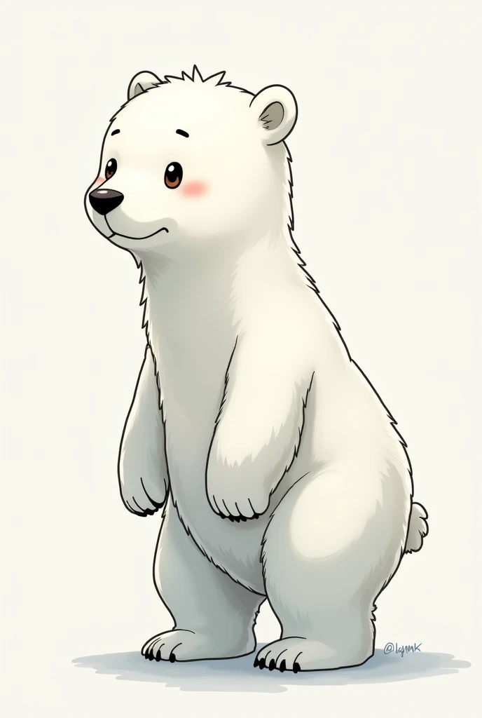 Make an anime-like teenage polar bear "drawn"