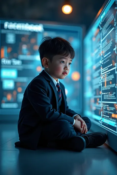 A boy with a suit sitting on a Facebook profile with a word Rõvå Tįnå on the profile 