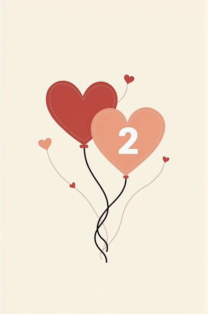 Create this design that shows two intertwined hearts, one big and one small. the number "2" It is in the center of the big heart, representing your shared birthdays. The hearts are joined by a line that forms a circle, symbolizing the connection and love y...