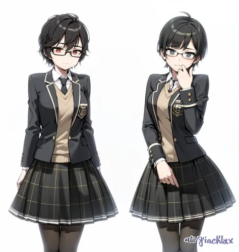 twins with short black hair and glasses,sad