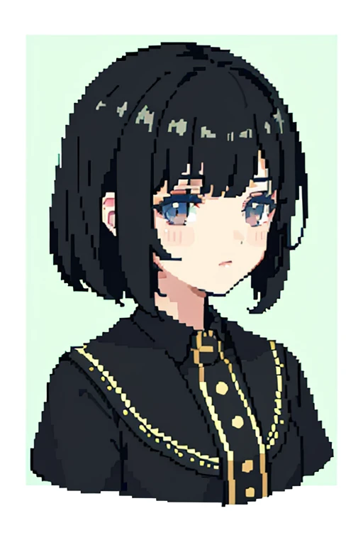 Black Hair, JK, (masterpiece, Top quality, best quality),Pixel,Pixel art, 1 Girl, (best quality:1.3),(masterpiece:1.1),(illustration:1.2),(Extremely detailed:1.2)