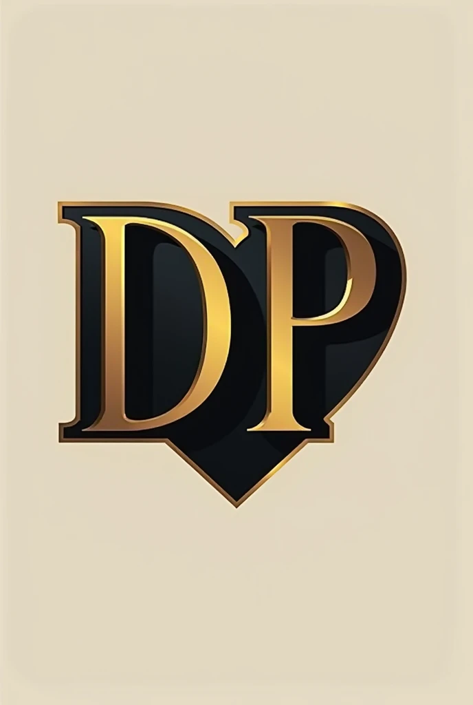 Create a stylish and creative logo with black and gold DP letters, more sophisticated 