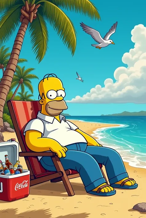 Homer Simpson enjoying his vacation on Mexican beaches