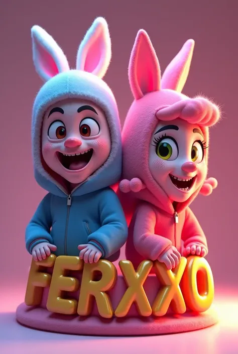 A logo with Ferxxo and Bad Bunny animated that has letters and looks realistic and attracts the public&#39;s attention 