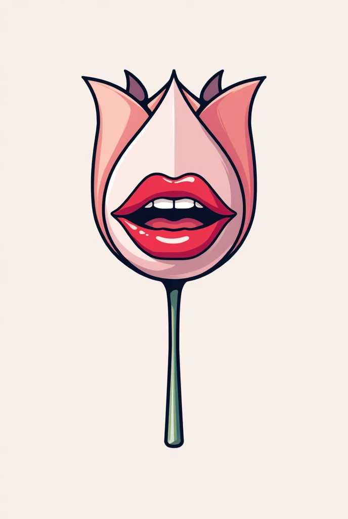 Linear tulip logo and lips focusing on makeup