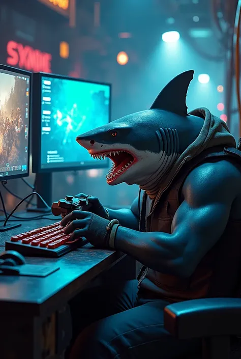 Shark playing counter strike