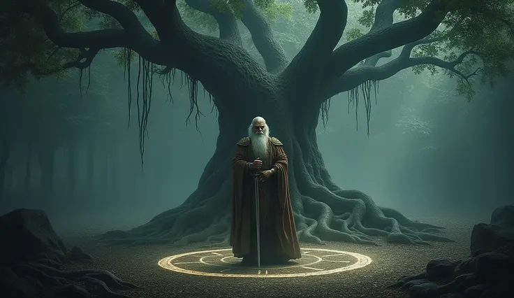 
The spirit circle the king
The tree is an almost eerie presence, their roots twisted and gnarled, reaching deep into the earth. Deeper into the forest, partially hidden by shadows.
The king is an old wise king, dressed in regal but worn-out attire holding...