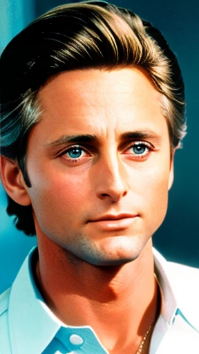 Young Michael Douglas focus on face.