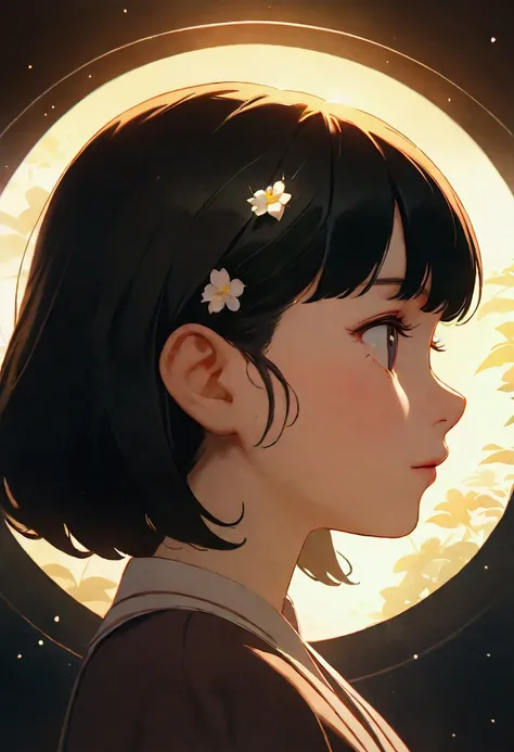 anime girl with flowers in the background, profile of anime girl, beautiful anime portrait, ilya kuvshinov landscape, artwork in the style of guweiz, anime. soft lighting, beautiful anime artwork, guweiz, anime aesthetic, lofi portrait, anime girl portrait...