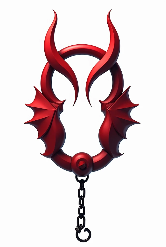 (logo design) sexy evil logo, a sexual striking red handcuff, adorned with demon horns and a sinuous chain tail extending from the base, dynamic and bold, emphasizing a dark theme, glossy finish, high-resolution, creating an impression of sexuality and pow...