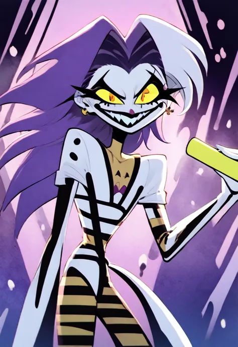 slapstick,a cartoon marvel comics character,femboy,skinny,long hair,purple hair,androgynous,male focus,flat chest,white pale ski...