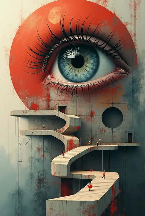 make a surrealist abstraction of the eye combined with architecture