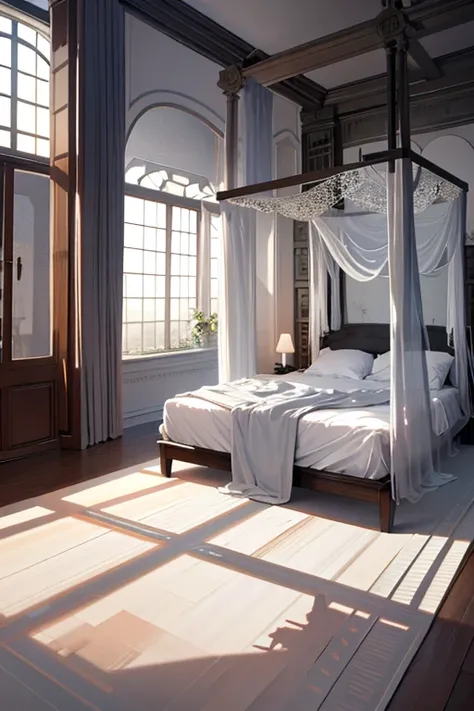 A solo traveler resting in a tranquil and cozy bedroom bathed in the moonlight. The scene is rendered in breathtaking 4k resolution, capturing every intricate detail, from the delicate folds of the bedsheets to the subtle play of shadows on the walls. The ...