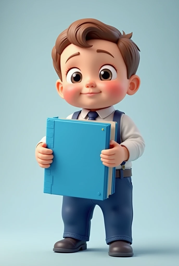 Boss baby holding a blue folder