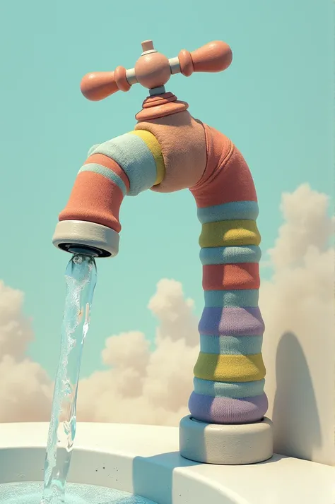 create a picture of a faucet using socks 