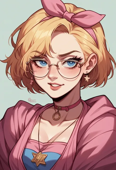 Kate is a girl with short light blonde hair down to her neck with very light blue eyes, she has a small scar on top of her nose and glasses, she is charismatic, sarcastic and ironic but in a fun, good way, she is a American musical artist, record producer,...