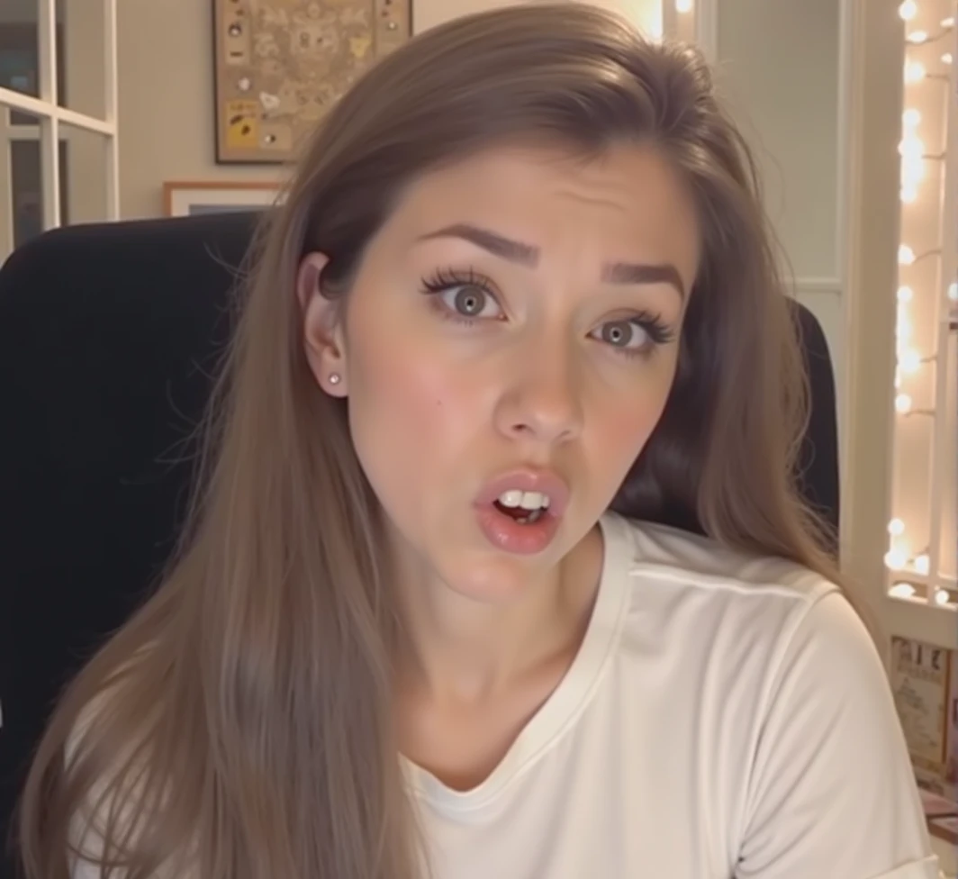 a detailed sexy evil woman with a thin nose, long hair, raised eyebrows, perfect teeth, wearing a white t-shirt, clenching her teeth together, cinematic lighting, hyperrealistic, 8k, highly detailed, photorealistic, masterpiece