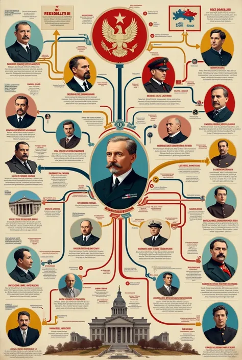 Russian Revolution mind map written in Portuguese with topics without images