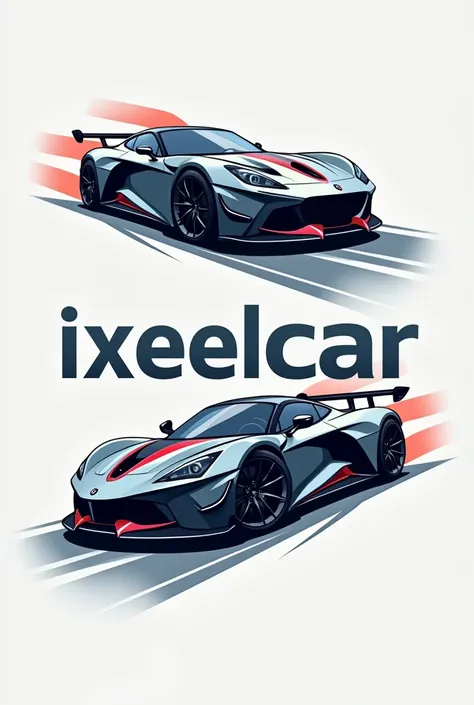 Make a logo with a car, below written: ixeelcar bodywork and painting