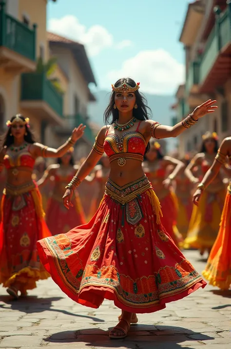 Indian dancing samba with the boi bumba in São Cristóvão 