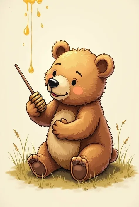 a drawing of a bear eating honey