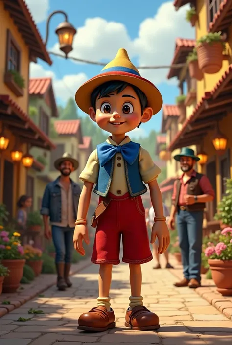 Pinocchio returns to the village with a new aura of confidence
