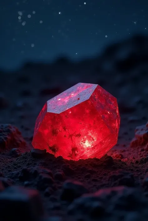 Red caoerucite lying on the ground at night
