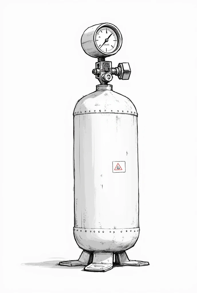 Sketch Oxygen tank with pressure gauge