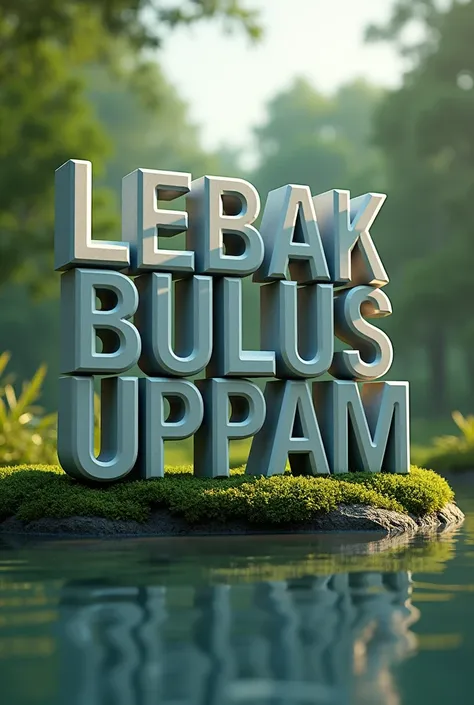 (Photorealism:1.2), 3D text LEBAK BULUS UMPAM