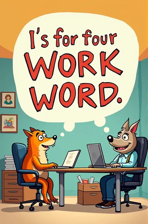 Cartoon with phrase about work  