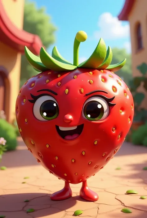 Strawberry in the form of a Pixar mascot