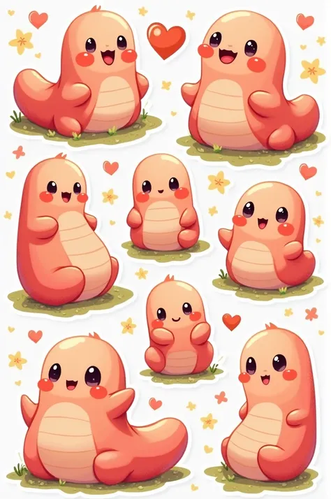 Fat worm sticker set