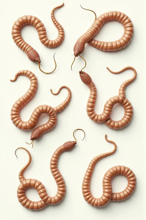 Set of various worm poses