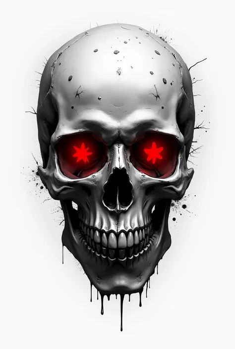 Drawing of a black and white skull with a red Playstation controller inside the head breaking the skull 