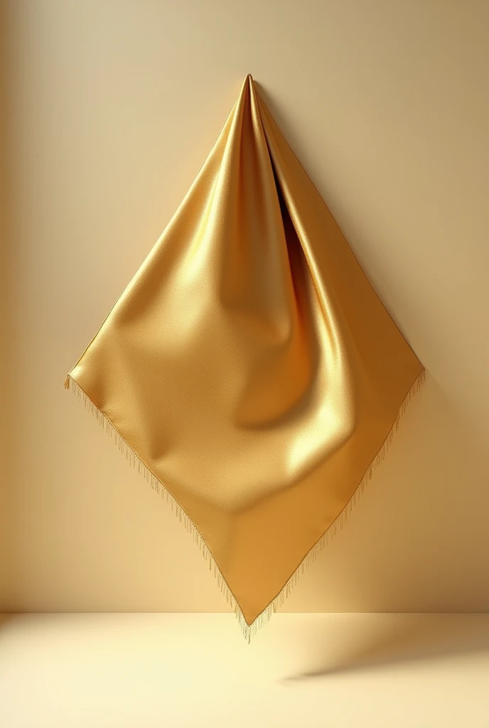 Golden triangle-shaped scarf without person 
