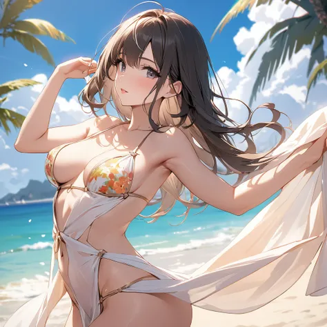 beautiful, masterpiece, Highest quality, Sexy pose, Hello, animation, summer, Beautiful woman in revealing clothes,