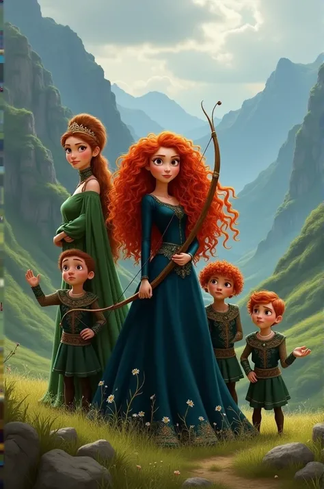 Create an image of the Disney movie Brave and his family