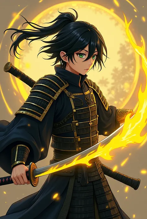 Katsuo Miyamoto. Um jovem de 25 anos, of Japanese nationality, where he uses a katana and has electrical powers, where the color of its rays are yellow.

He has very dark green eyes, blackquality hair, a long fringe, that goes halfway down your face, and h...