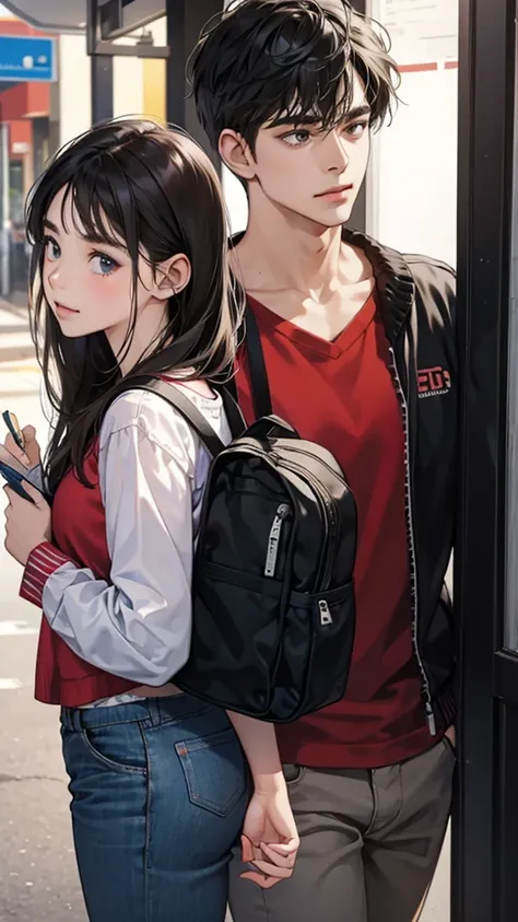 college student couple,Stationary face