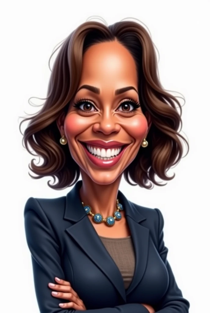 Caricature of Kamala Harris, white background 