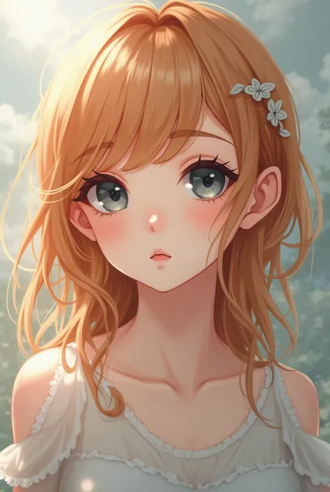 Strawberry blonde, grey eyed girl with an anime face would be even better.