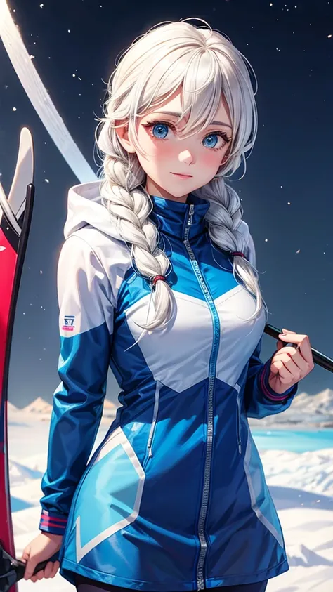 Elsa from Frozen skiing in skiwear