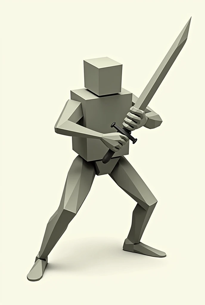 A square person holding a sword