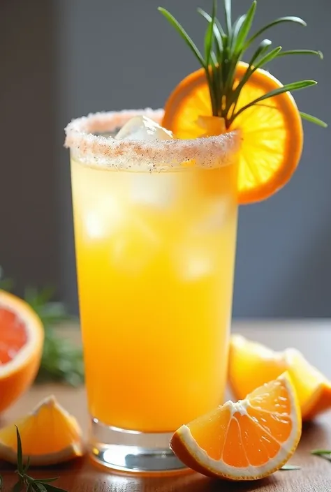 Salty dog drink。Add yellow grapefruit juice to vodka、Glass with salt on the rim。