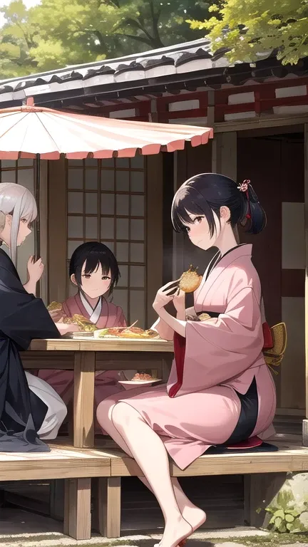 A scene of a Japanese family having a meal