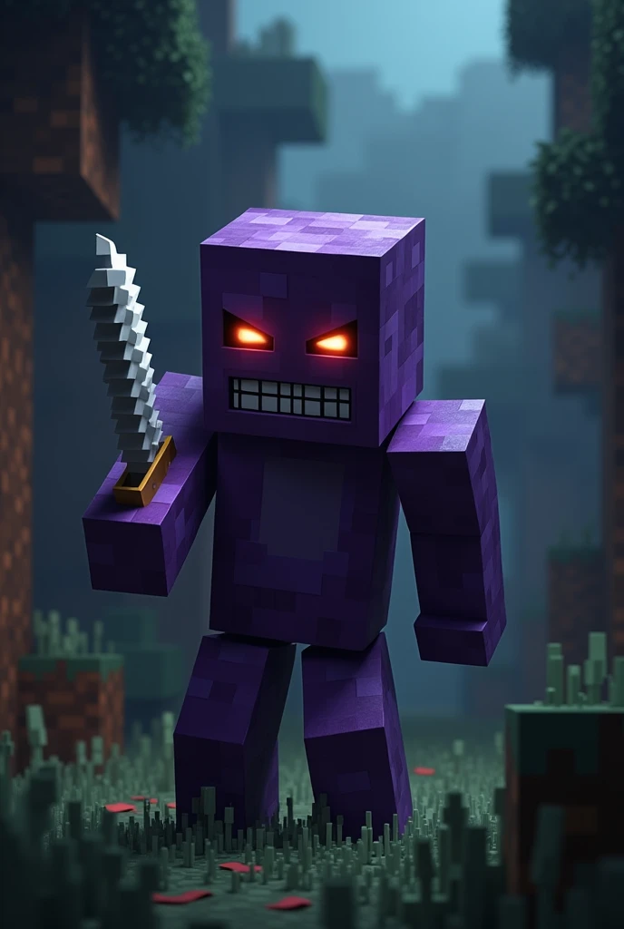 Wilian Afton in Minecraft holding a knife